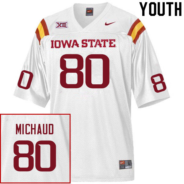 Iowa State Cyclones Youth #80 Tristan Michaud Nike NCAA Authentic White College Stitched Football Jersey HI42A65HK